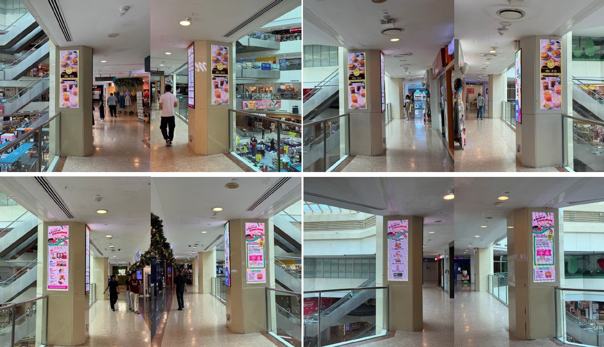 WM-04 Pillar digital screens Level 2 to 5 at West Mall