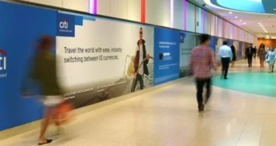 One Raffles Quay Main Walkway Wall advertising — 54m static wall panorama